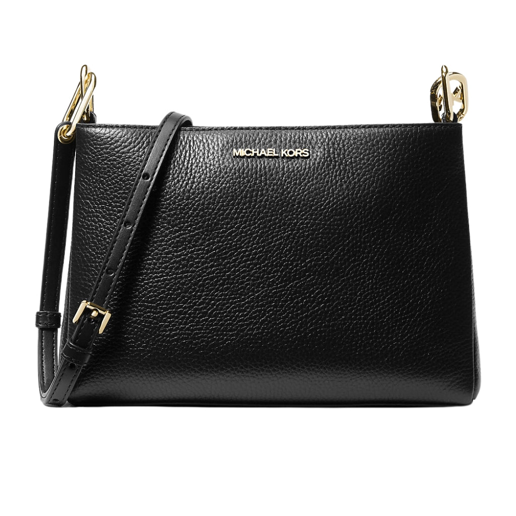 Michael Kors Trisha Medium Pebbled Leather Crossbody Bag - Black