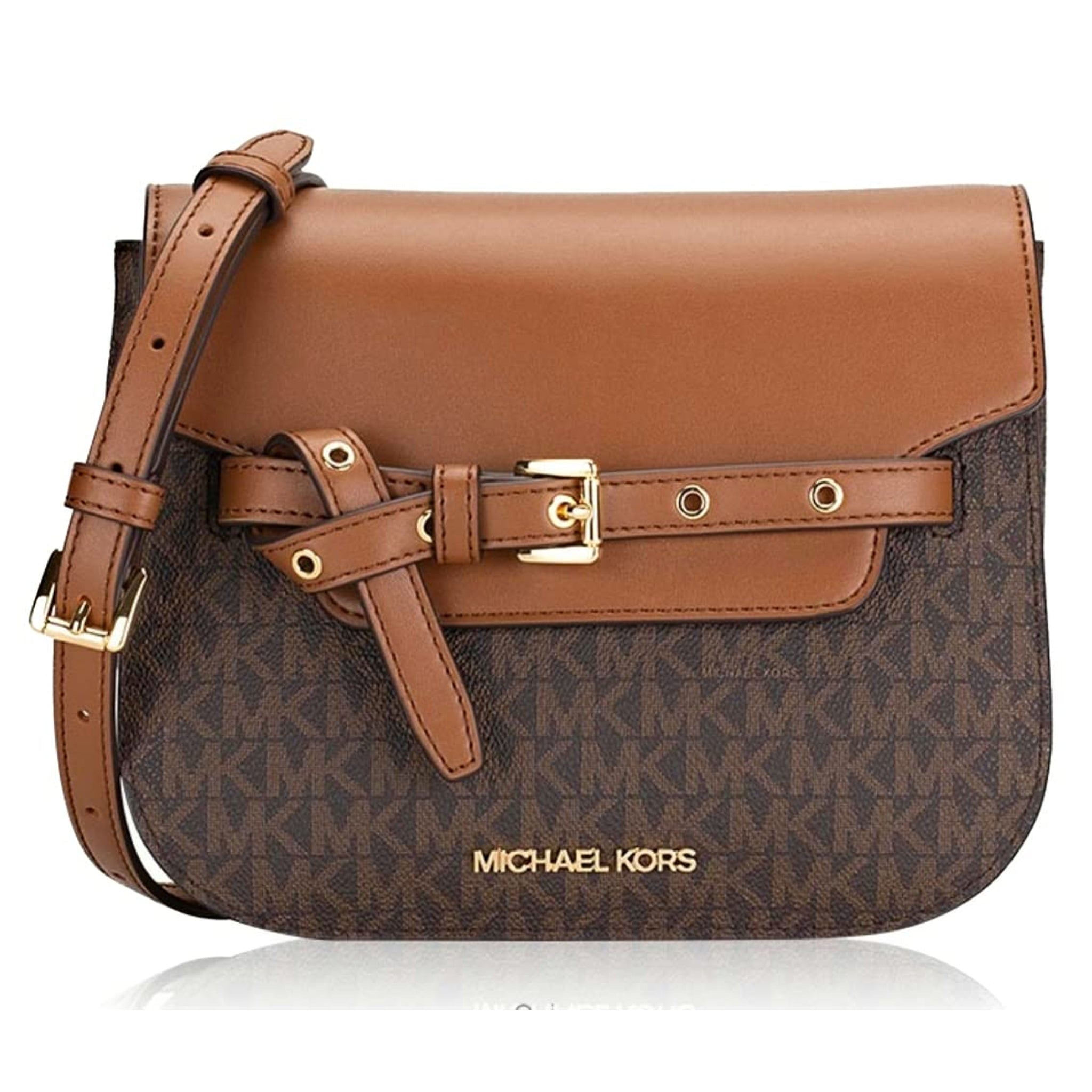 Michael Kors Emilia Small Logo Printed Canvas shops Satchel Bag in Brown