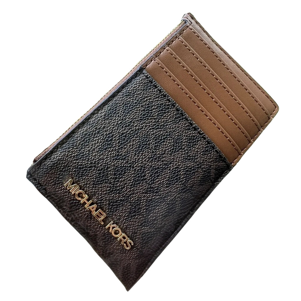 Michael kors Ladies Jet Set Travel Top Zip Card Case Wallet Brown Dazigno