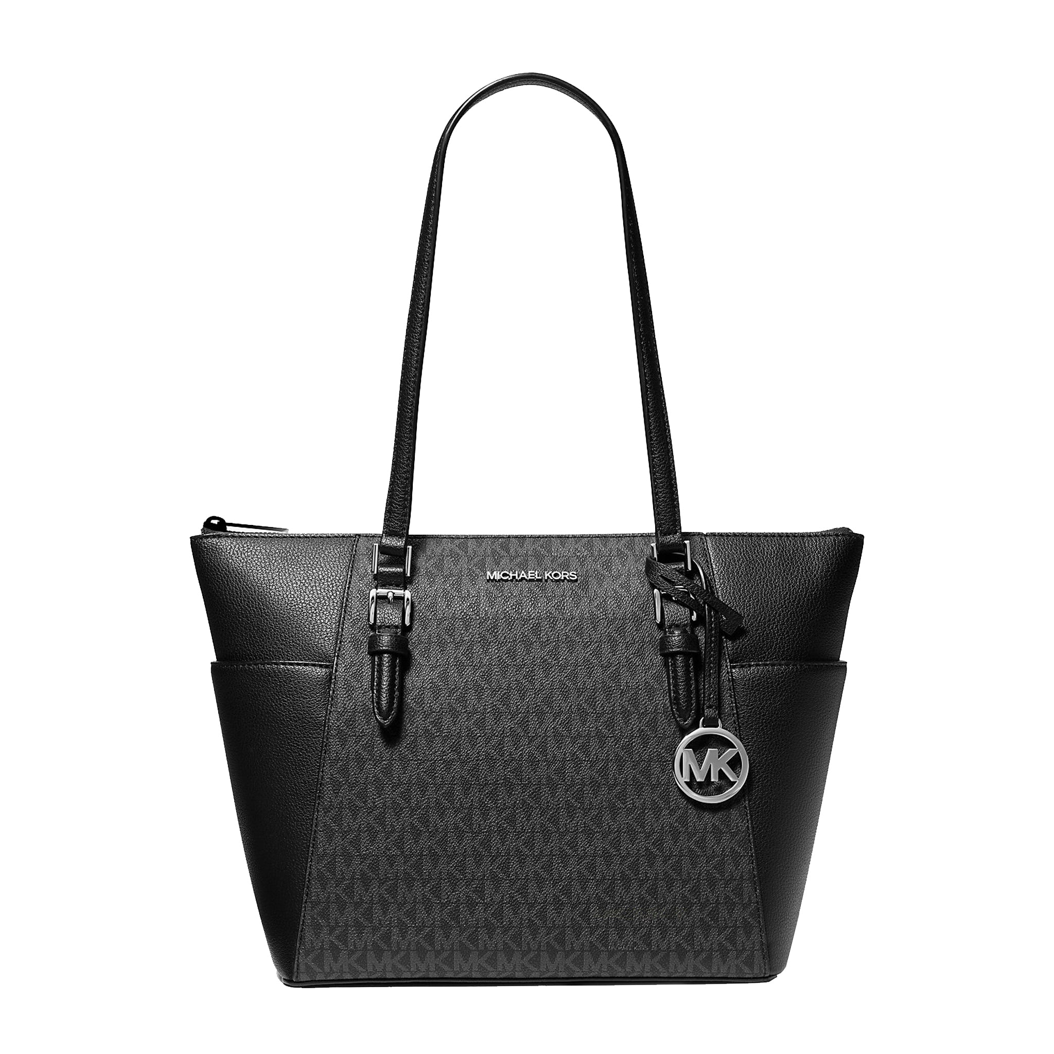 Michael Kors Charlotte Top Zip Tote MK Signature Shoulder Bag Black deals