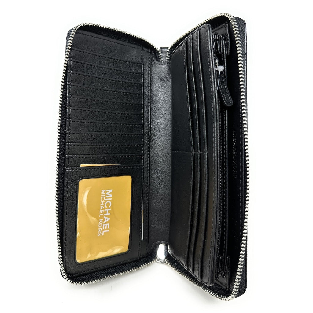 MICHAEL KORS Black top Zip Around Wallet