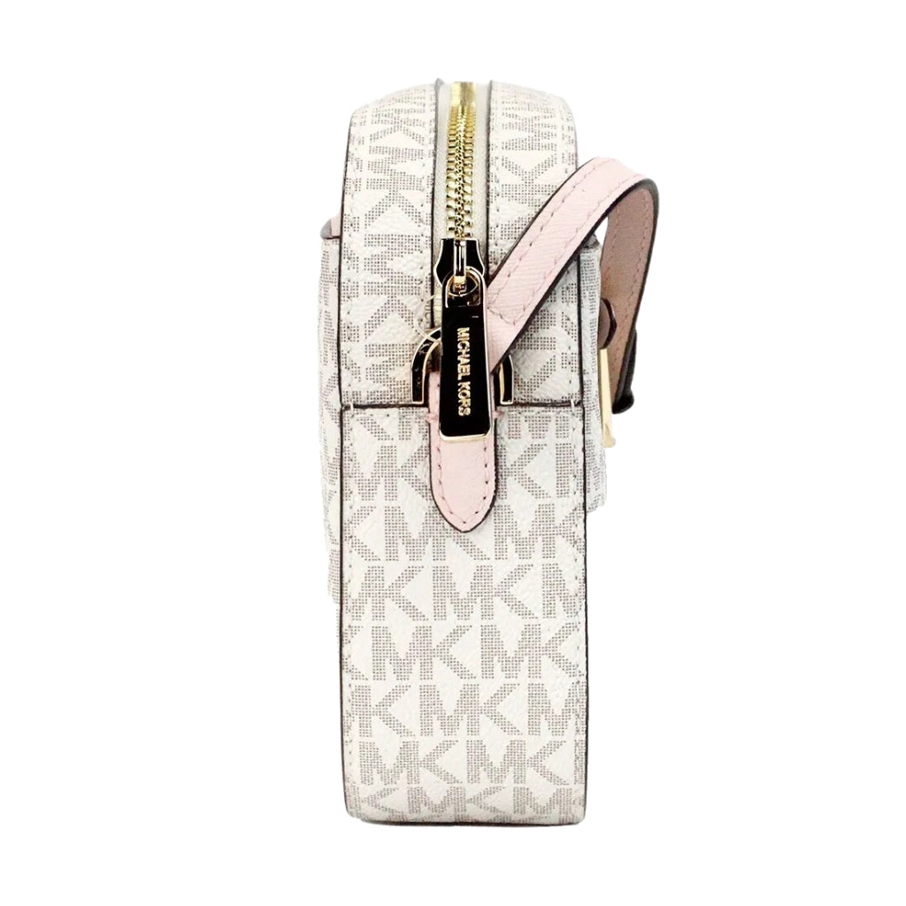 Michael Kors Jet Set Grand sac a bandouliere signature avec chaine zippee East West Blush poudre vanille