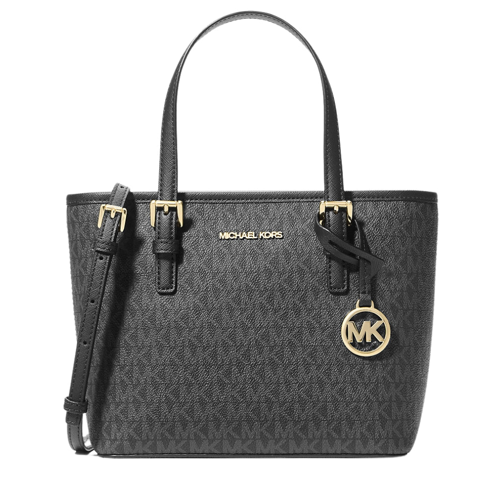 Michael Kors Jet Set Travel Sac fourre tout extra petit avec logo signature et fermeture eclair sur le dessus Noir